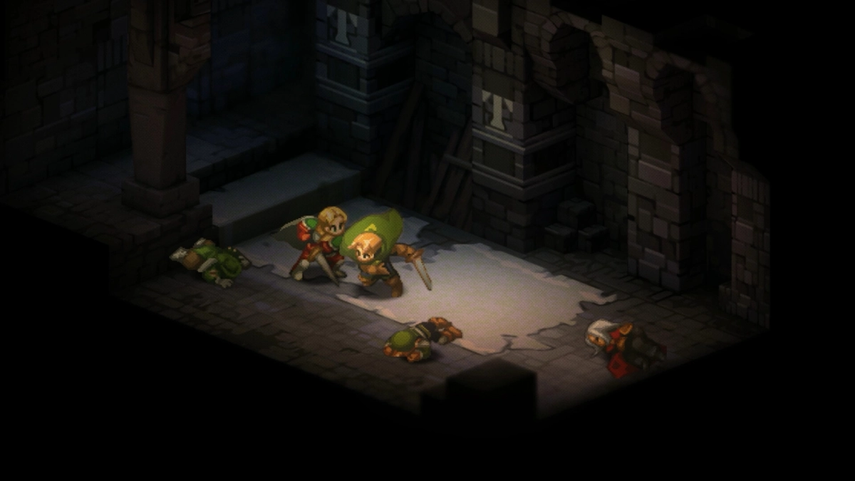 Ramza y su escuadrón en un campo de batalla de Final Fantasy Tactics