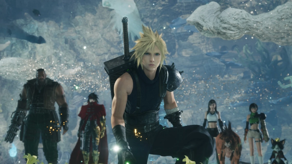Cloud y sus compañeros preparados para enfrentarse a Sephiroth en Final Fantasy VII Revelation