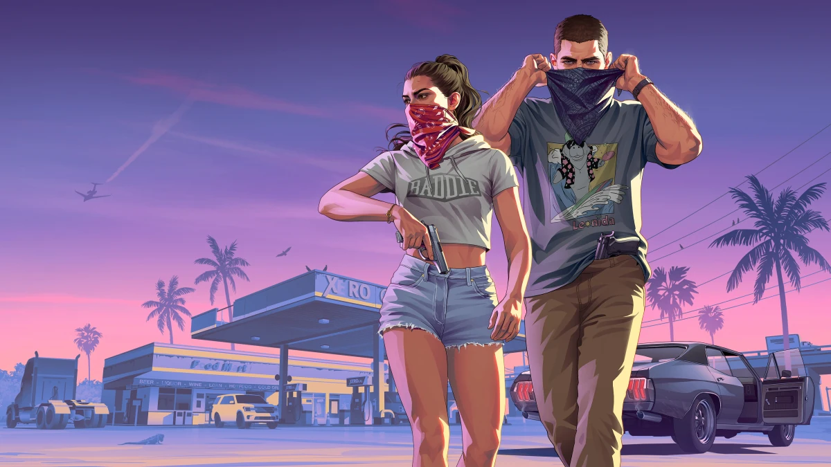 Portada oficial de Grand Theft Auto VI con Jason y Lucía