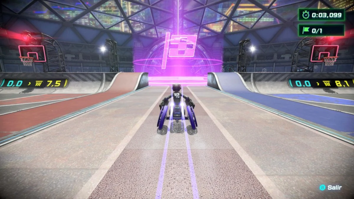 Jugadores en sillas de ruedas enfrentándose en una cancha de Drag x Drive