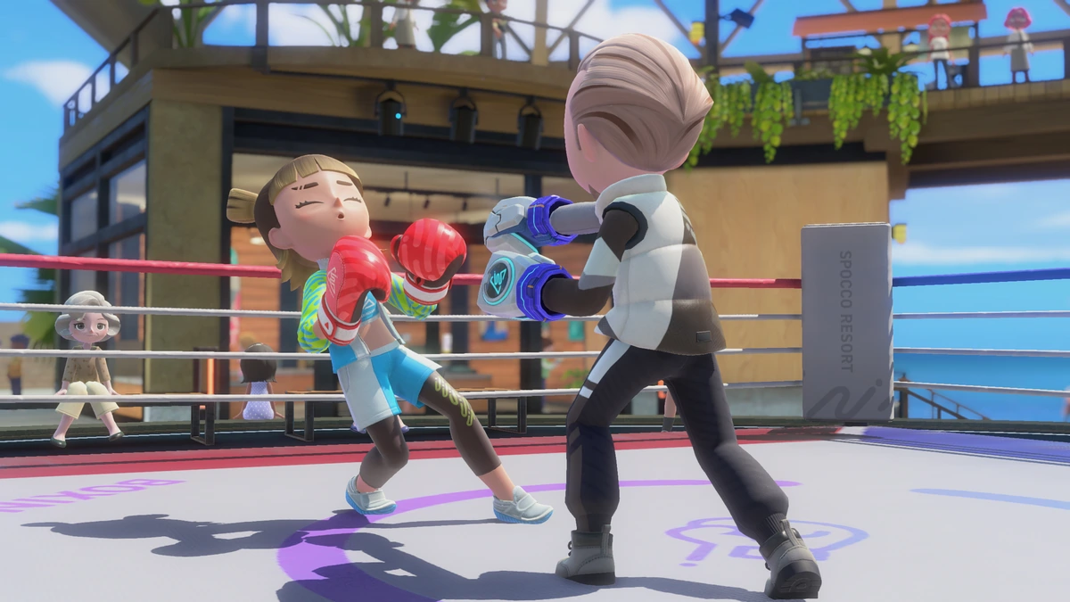 Combate de boxeo entre dos avatares en un ring al aire libre de Spocco Resort