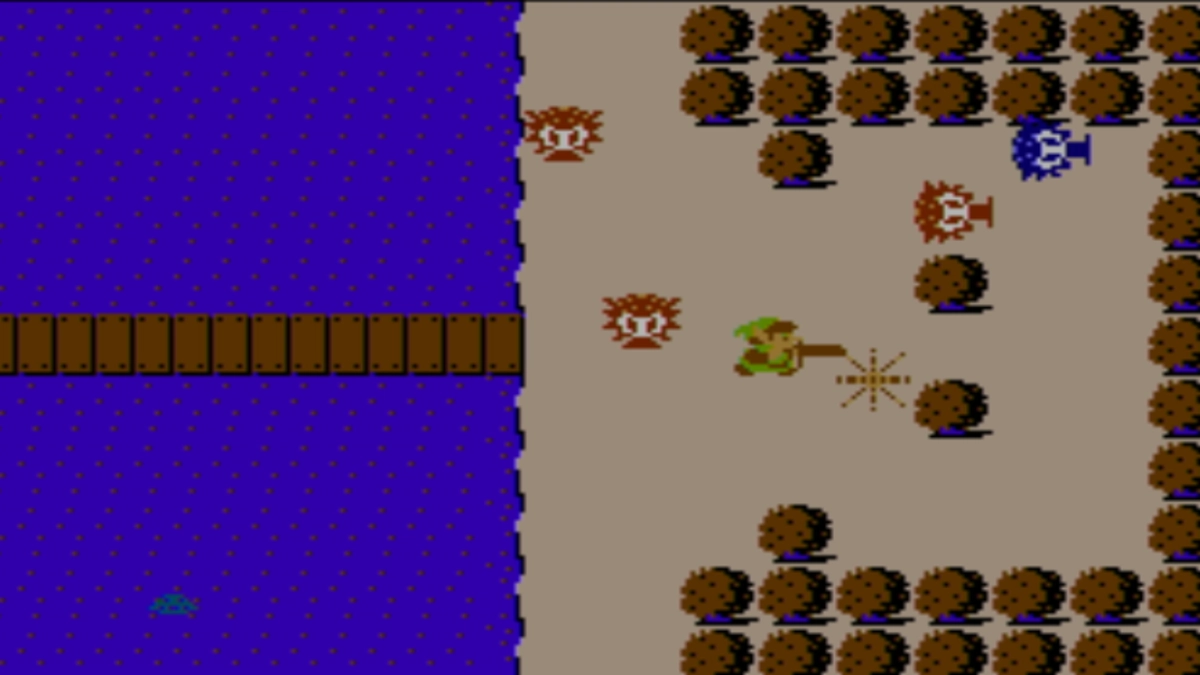 Vista cenital de Link en la aldea de Mabe, estilo diorama del remake de Link’s Awakening