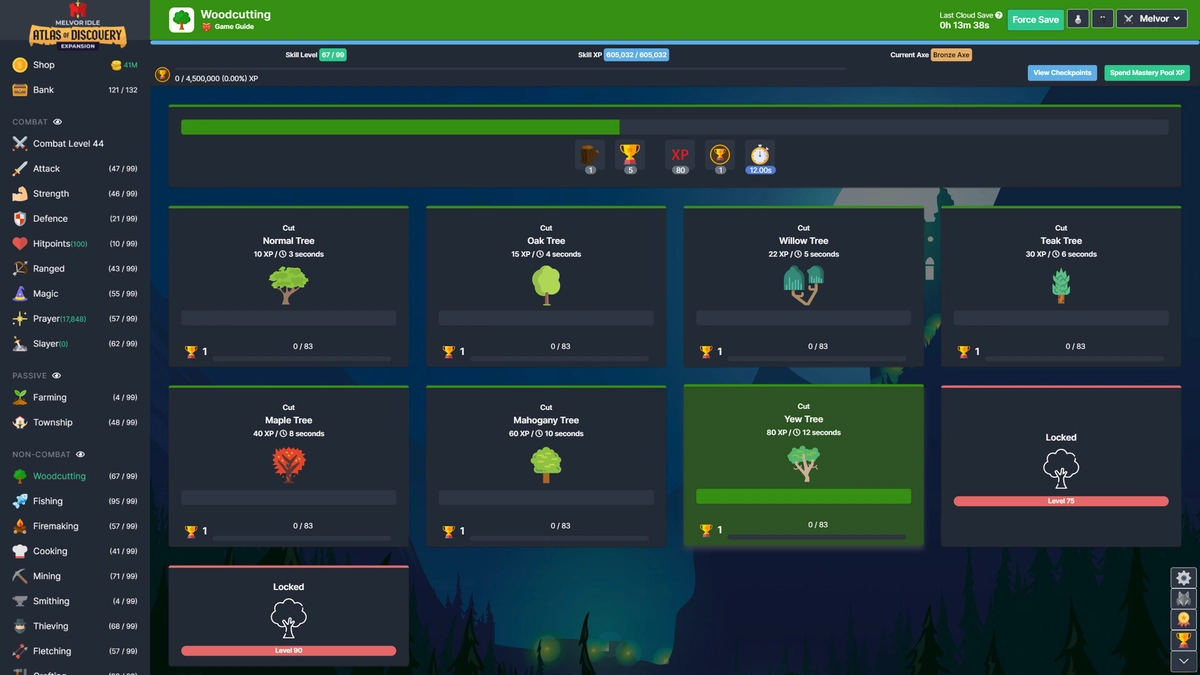 Melvor Idle, habilidades estilo RuneScape en pantalla