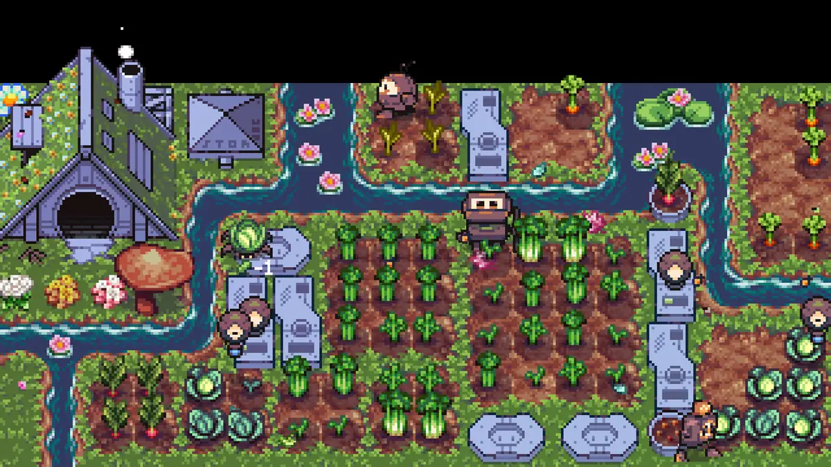 Rusty's Retirement, granja idle en la parte inferior de la pantalla