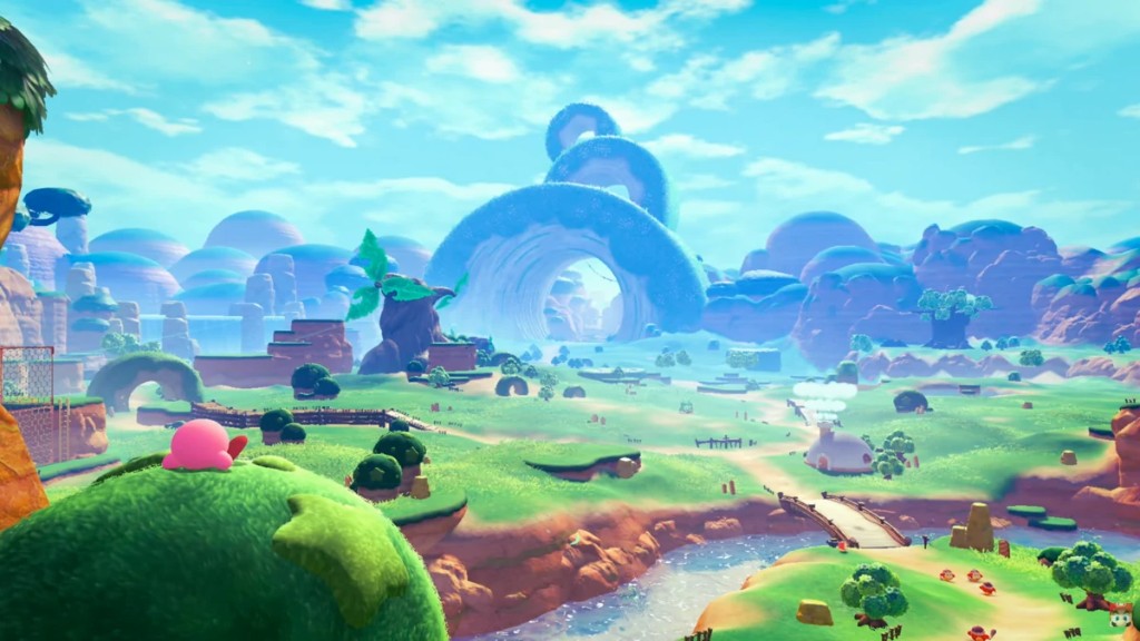 Kirby contempla un mundo abierto colorido en Kirby and the World Beyond