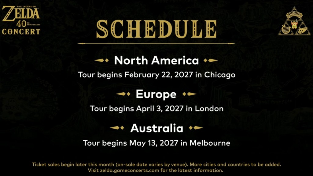 Calendario de la gira con Chicago, Londres y Melbourne