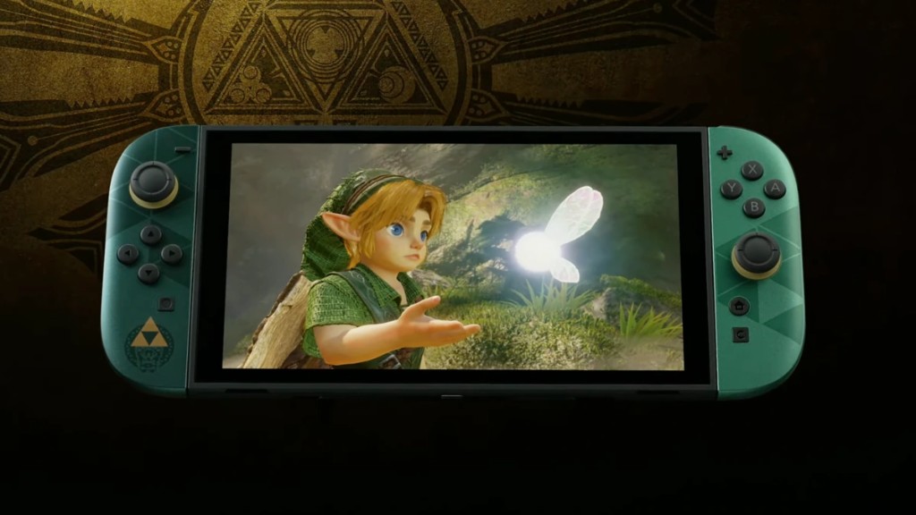 Nintendo Switch 2 edición 40 aniversario, vista frontal con Joy-Con verdes