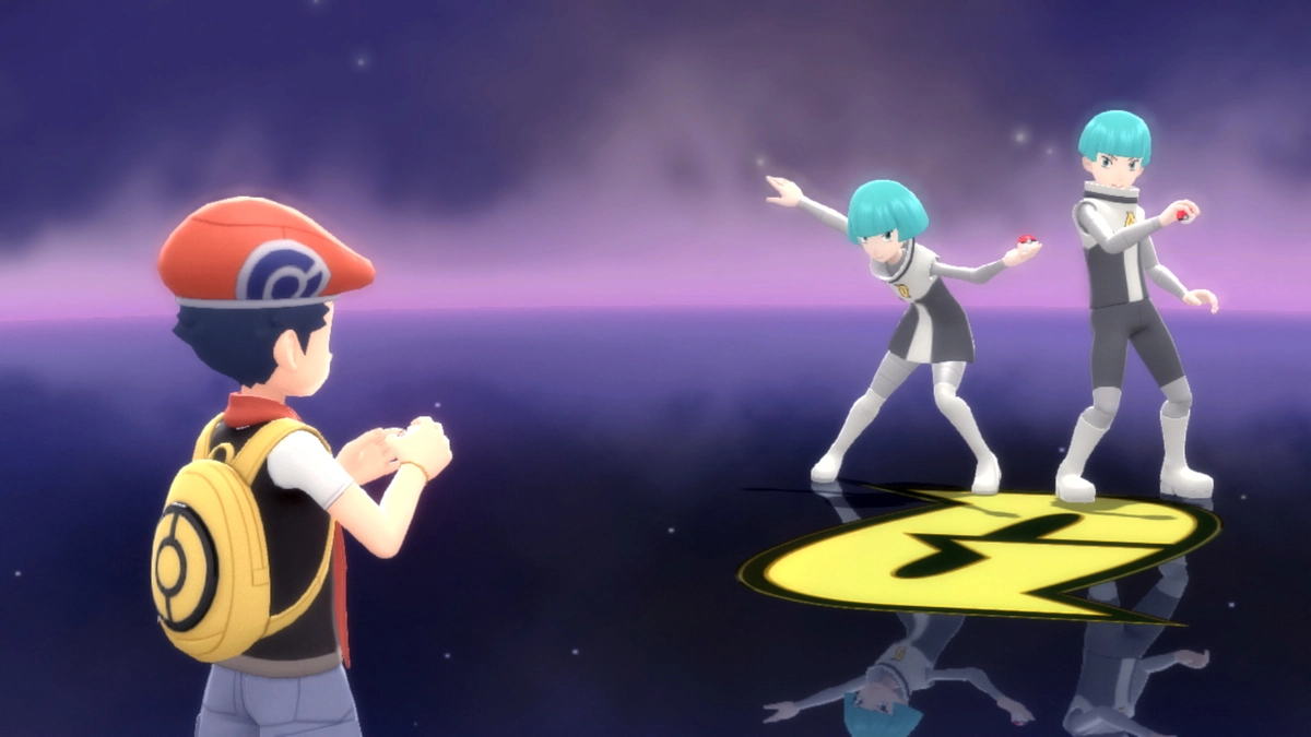 Protagonista en combate doble contra dos reclutas del Equipo Galaxia en Diamante Brillante